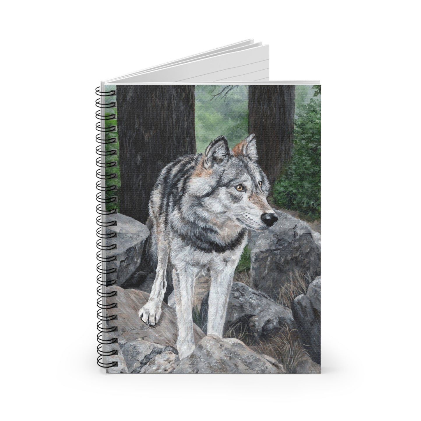 Wolf Forest Spiral Notebook — Ruled Journal with Realistic Wolf Artwork