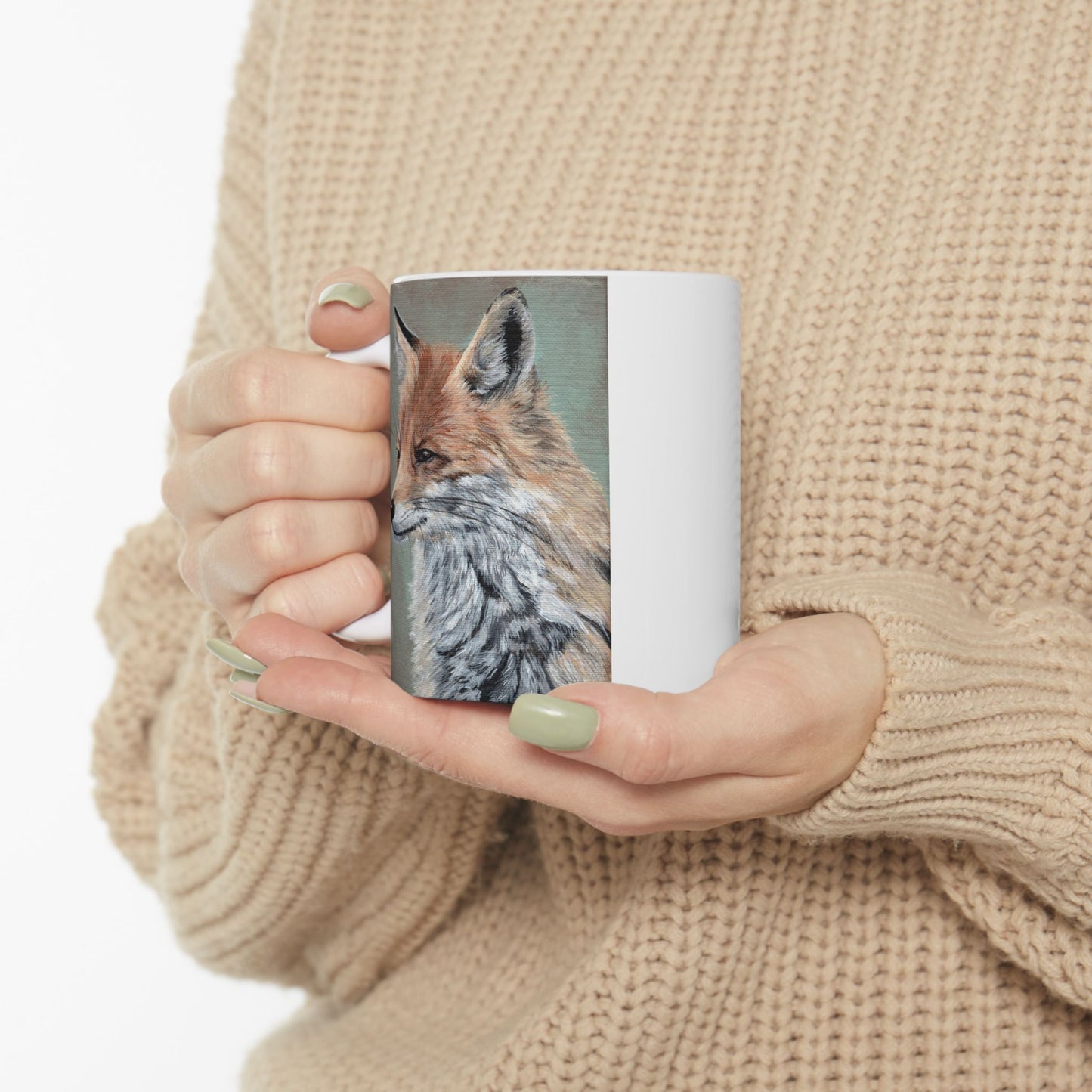 Fox Portrait Ceramic Mug — Rustic Wildlife Coffee Cup (11oz & 15oz)