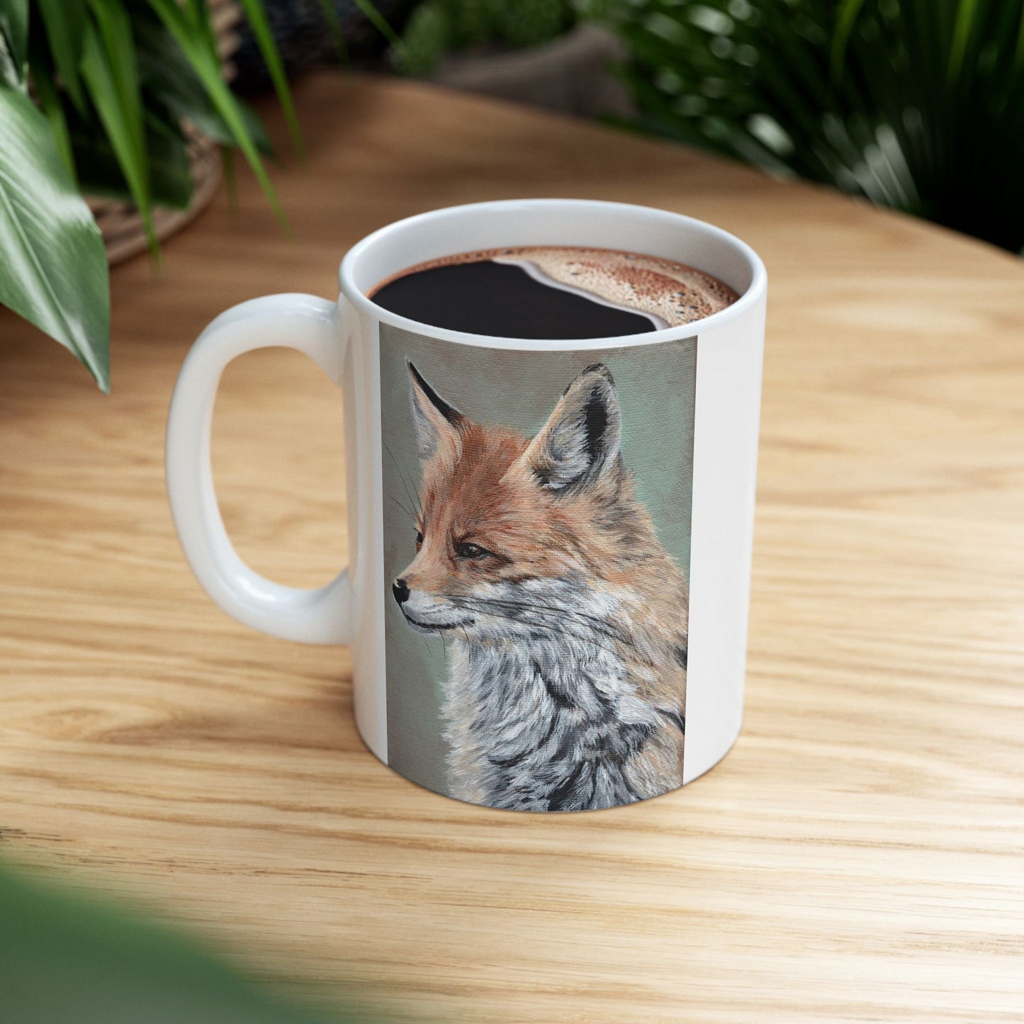 Fox Portrait Ceramic Mug — Rustic Wildlife Coffee Cup (11oz & 15oz)