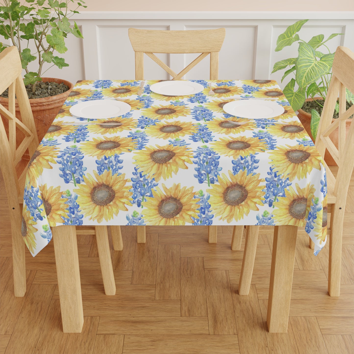 Sunflower and Bluebonnets Tablecloth