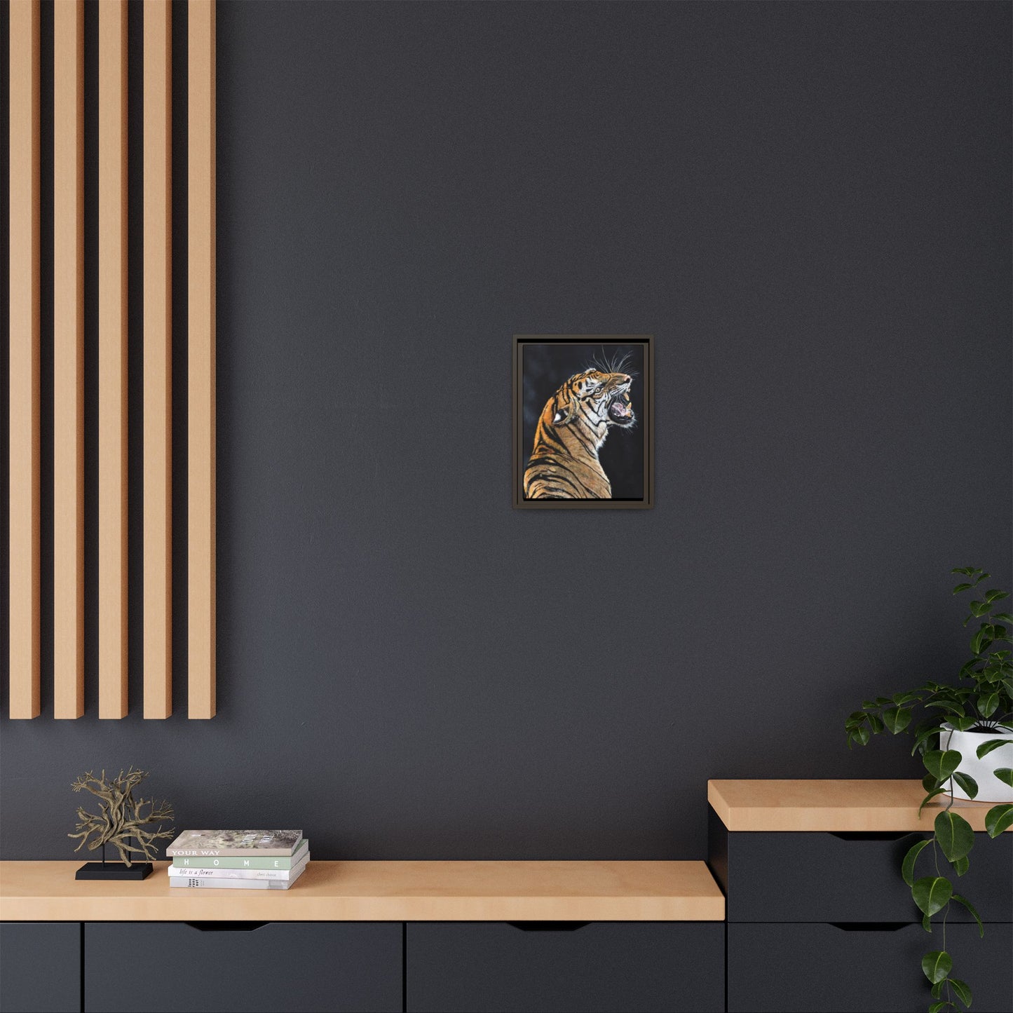 Roaring Tiger Matte Canvas Framed Wall Art