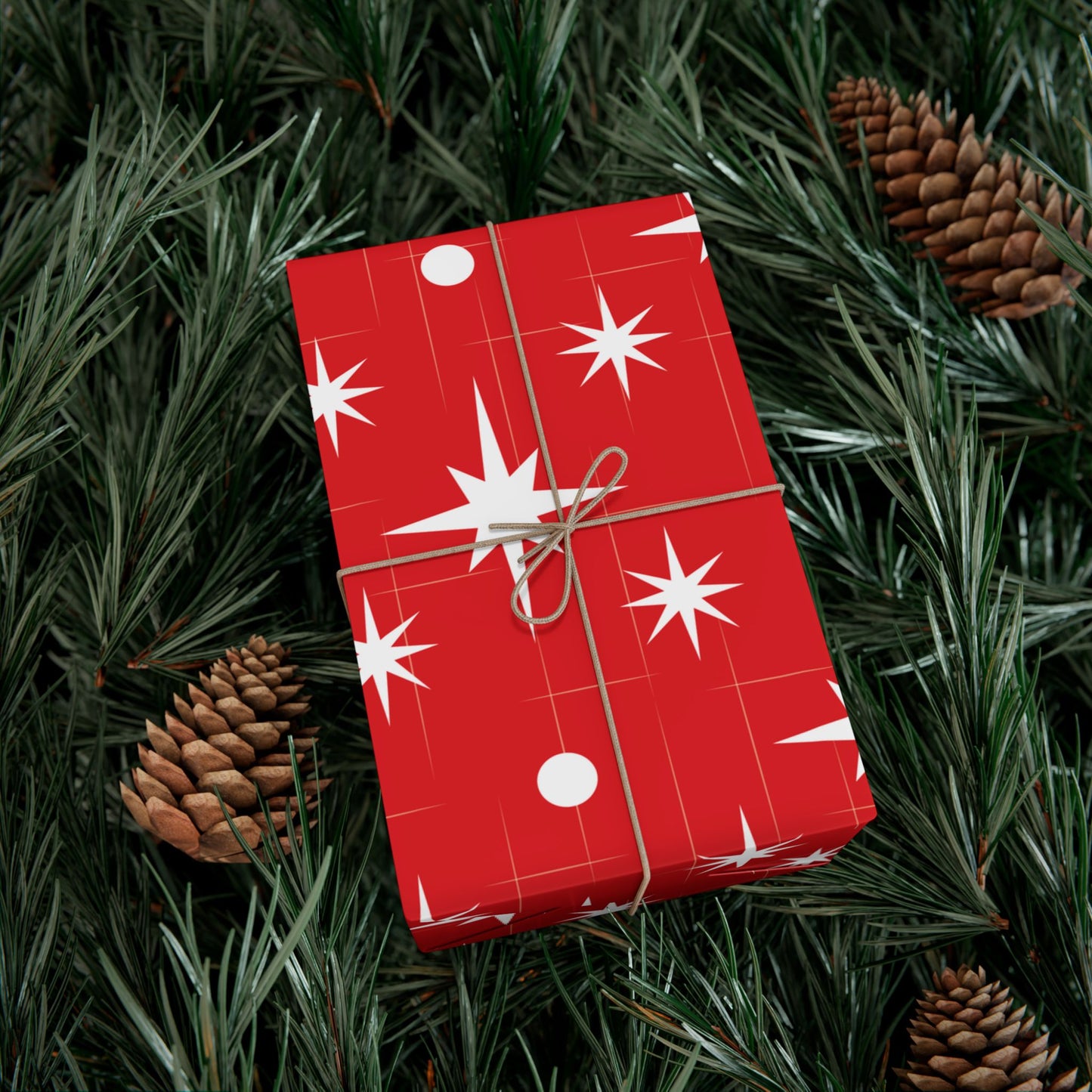 Christmas Star Red Gift Wrap Paper