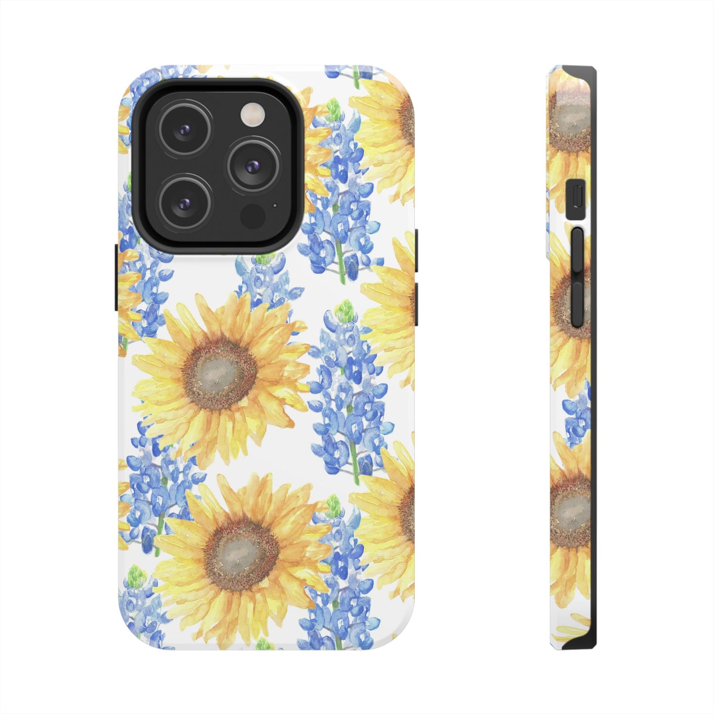 Sunflower and Bluebonnet Pattern Tough iPhone Cases