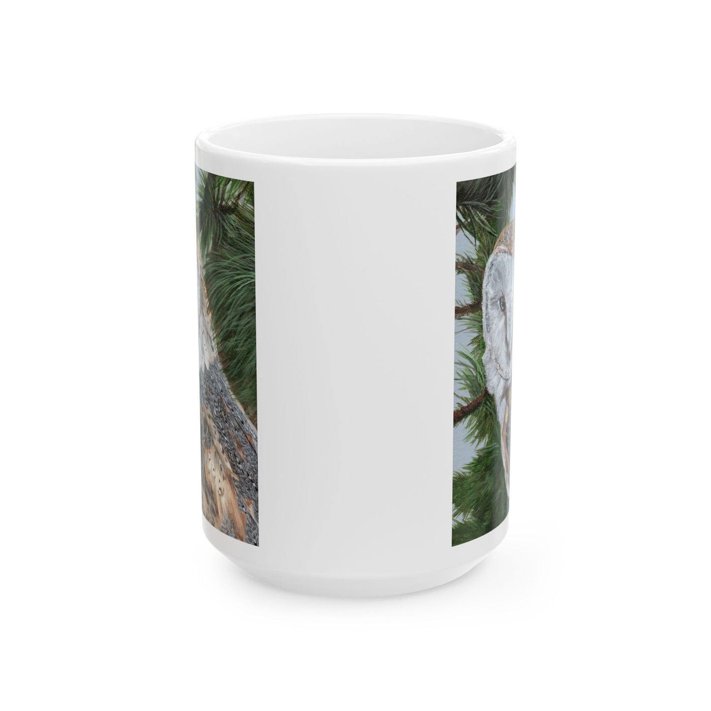 Barn Owl Ceramic Mug — Detailed Wildlife Art Coffee Cup (11oz & 15oz)