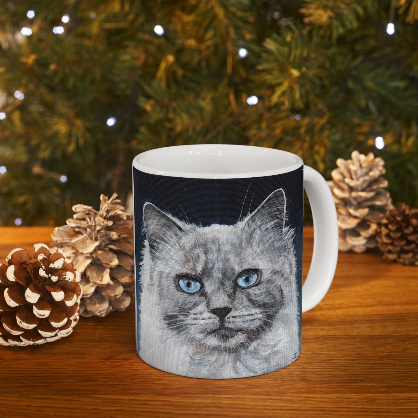 Ragdoll Cat Ceramic Mug — Blue-Eyed Cat Portrait Coffee Cup (11oz & 15oz)
