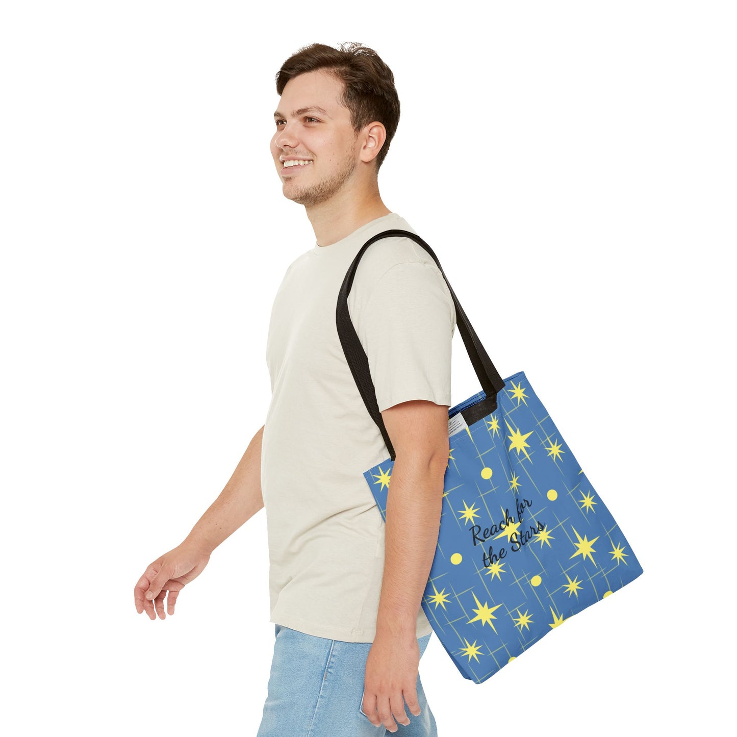 Reach for the Stars Tote Bag — Inspirational Star Pattern All-Over Print