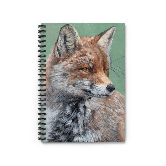 Fox Portrait Spiral Notebook — Rustic Wildlife Ruled Journal
