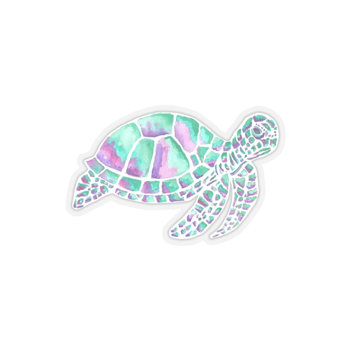 Sea Turtle in Teal and Purple Kiss-Cut Stickers