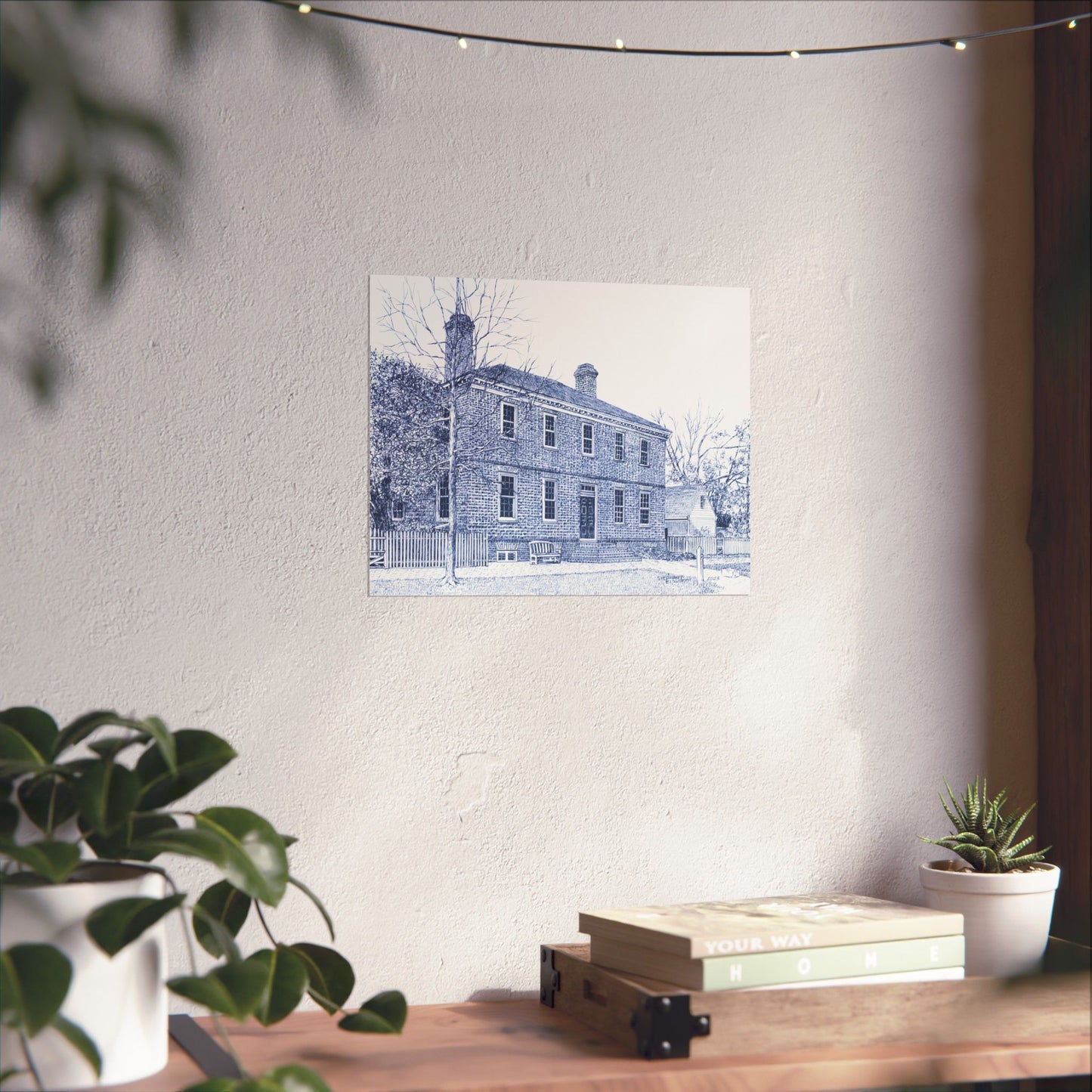Colonial Williamsburg's Wythe House in Blue Poster — Matte Horizontal Architectural Print