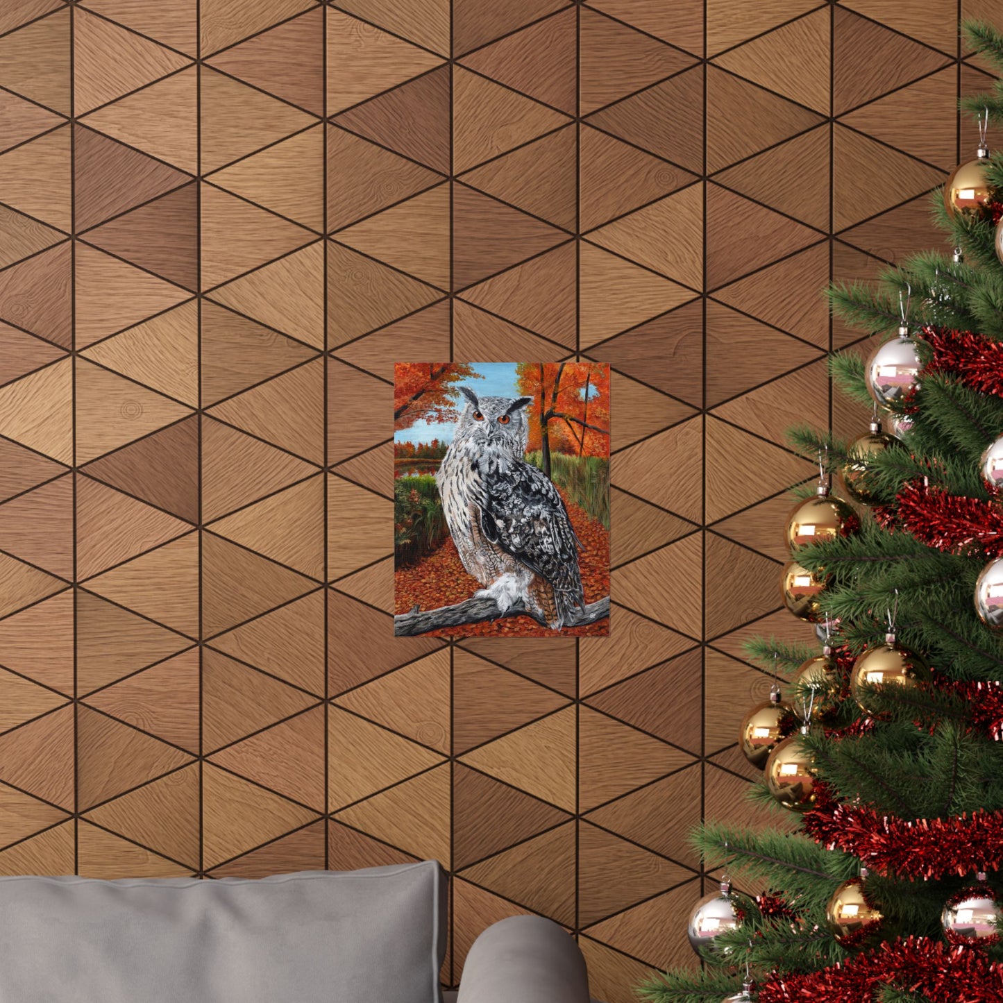 Owl in Autumn Matte Poster — Wildlife Wall Art Print