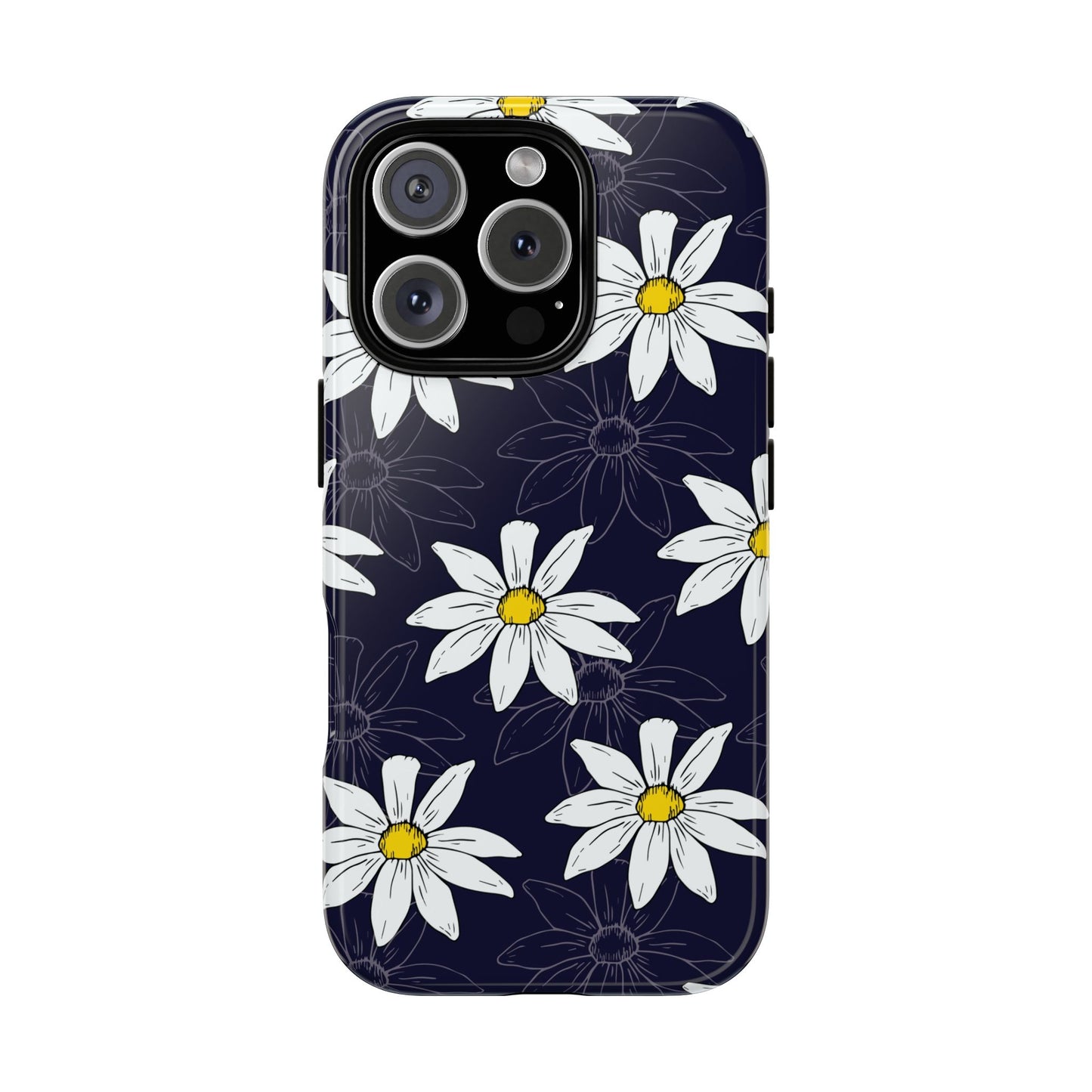 Daisies on Dark Blue Accent Phone Case