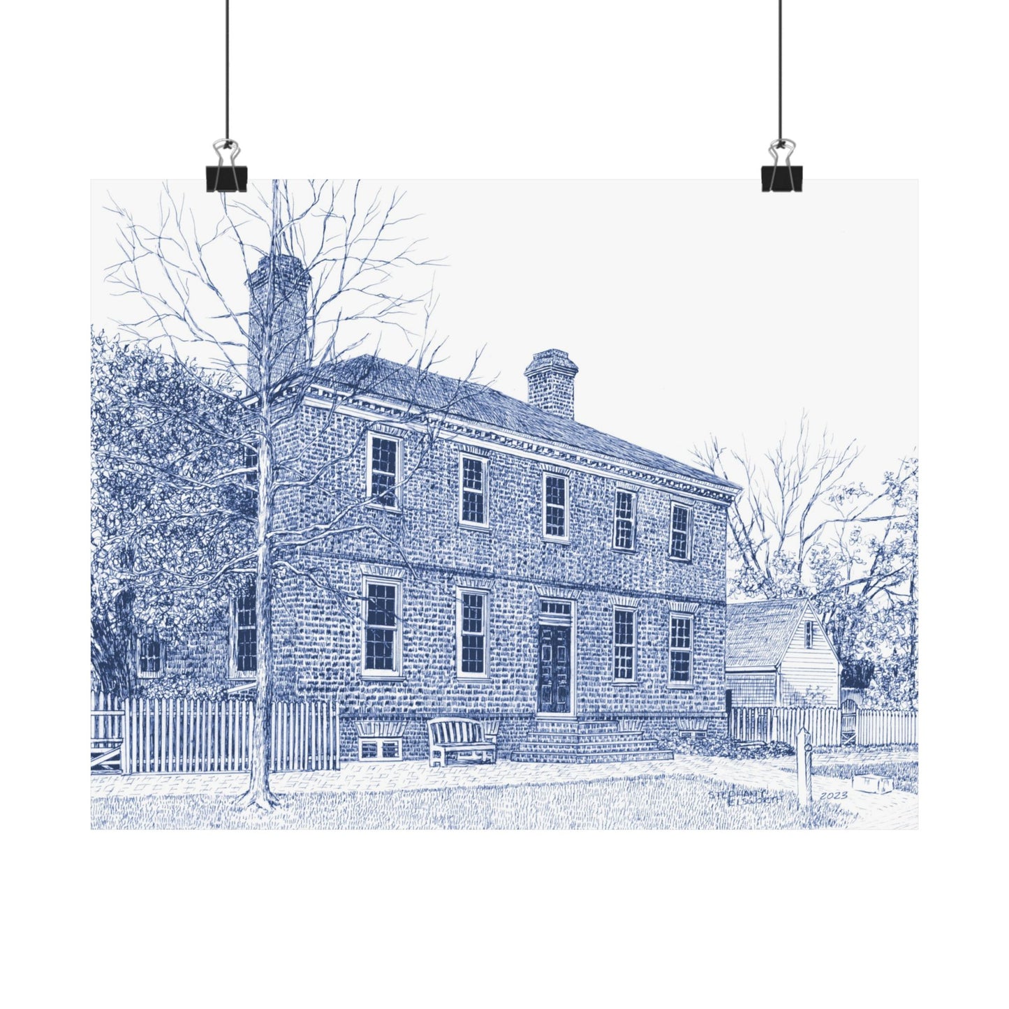 Colonial Williamsburg's Wythe House in Blue Poster — Matte Horizontal Architectural Print
