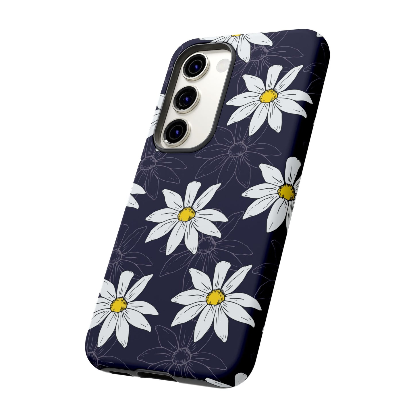 Daisies on Dark Blue Accent Phone Case