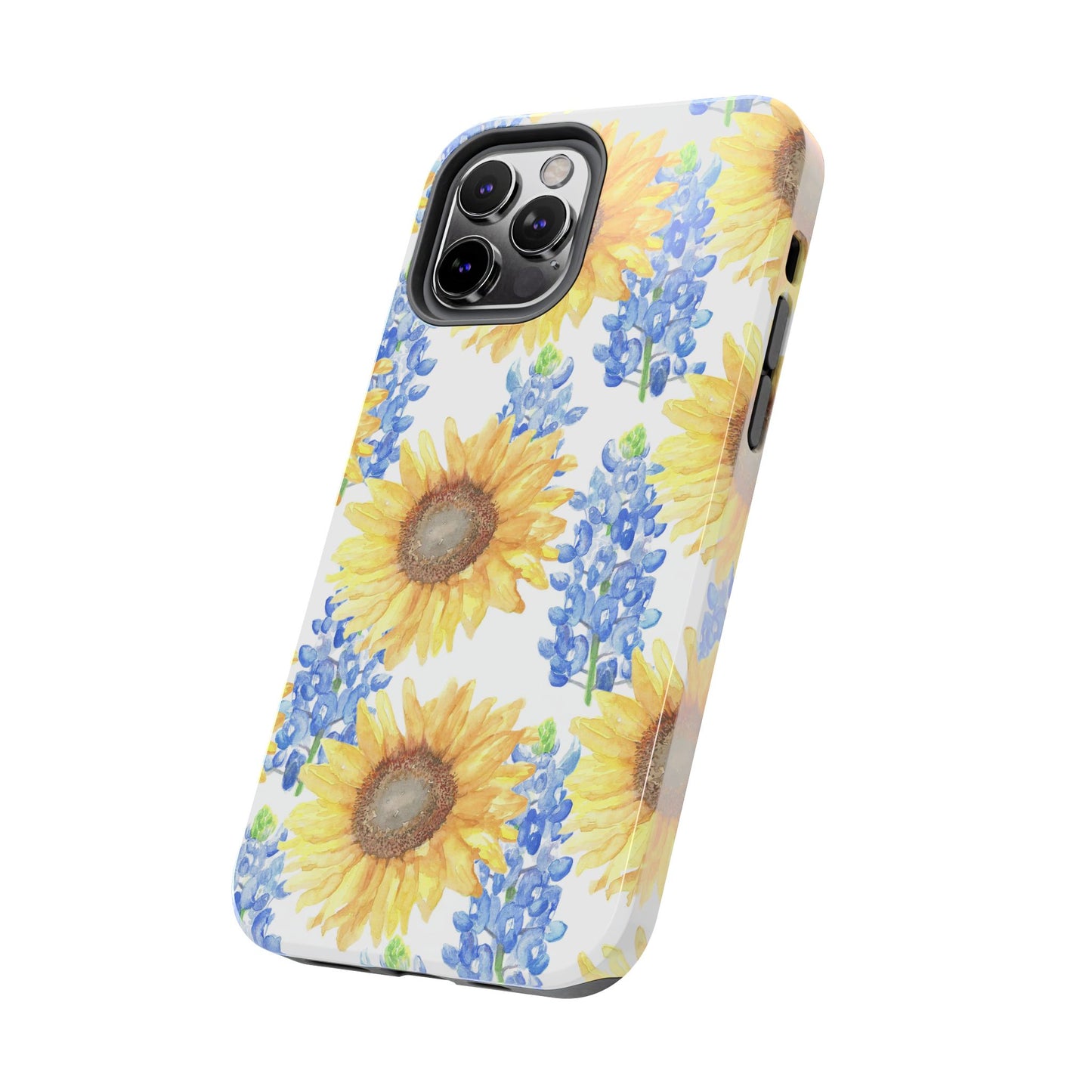 Sunflower and Bluebonnet Pattern Tough iPhone Cases