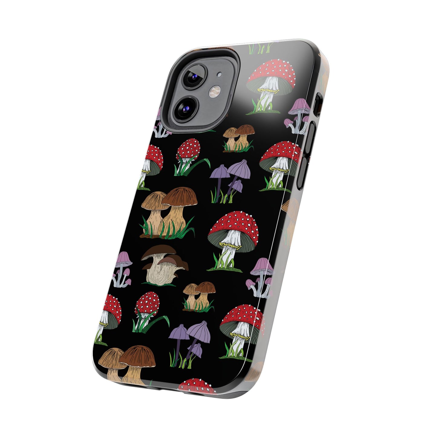 Mushroom Pattern on Black Tough iPhone Cases