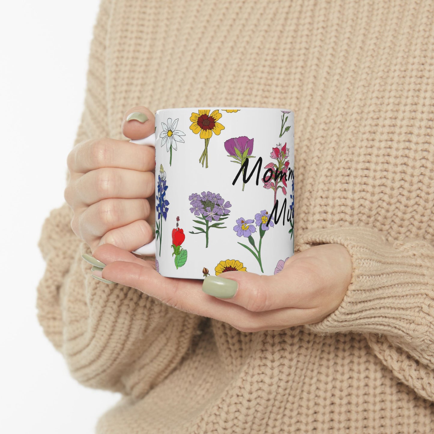 Personalized Texas Wildflower Mug - Floral Ceramic Coffee Tea Cup (11oz & 15oz)