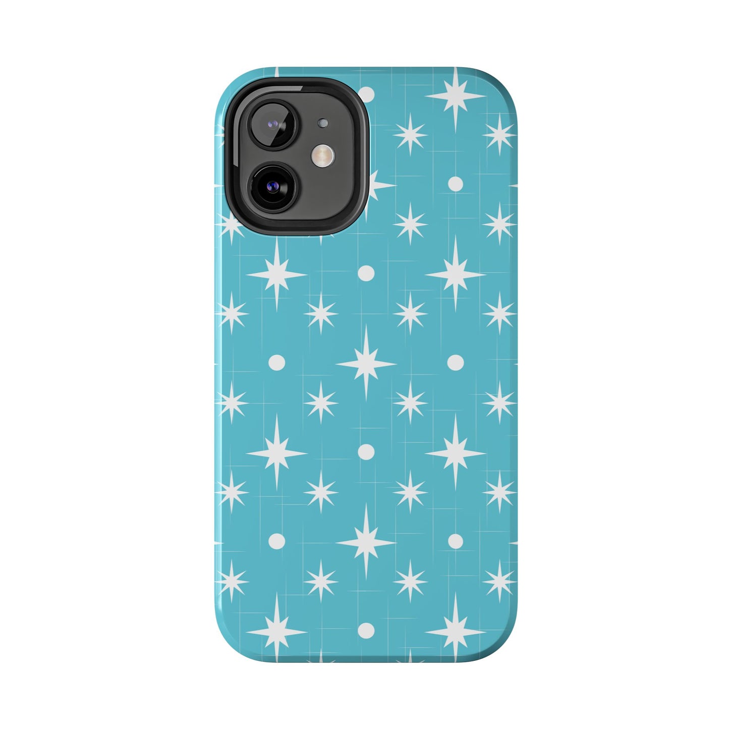 1950s Retro Star Pattern on Blue Tough iPhone Cases