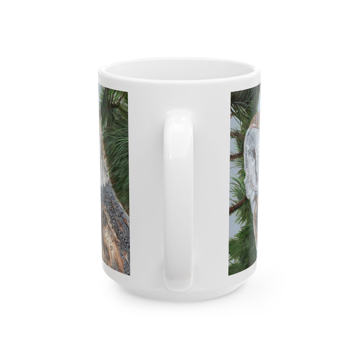 Barn Owl Ceramic Mug — Detailed Wildlife Art Coffee Cup (11oz & 15oz)