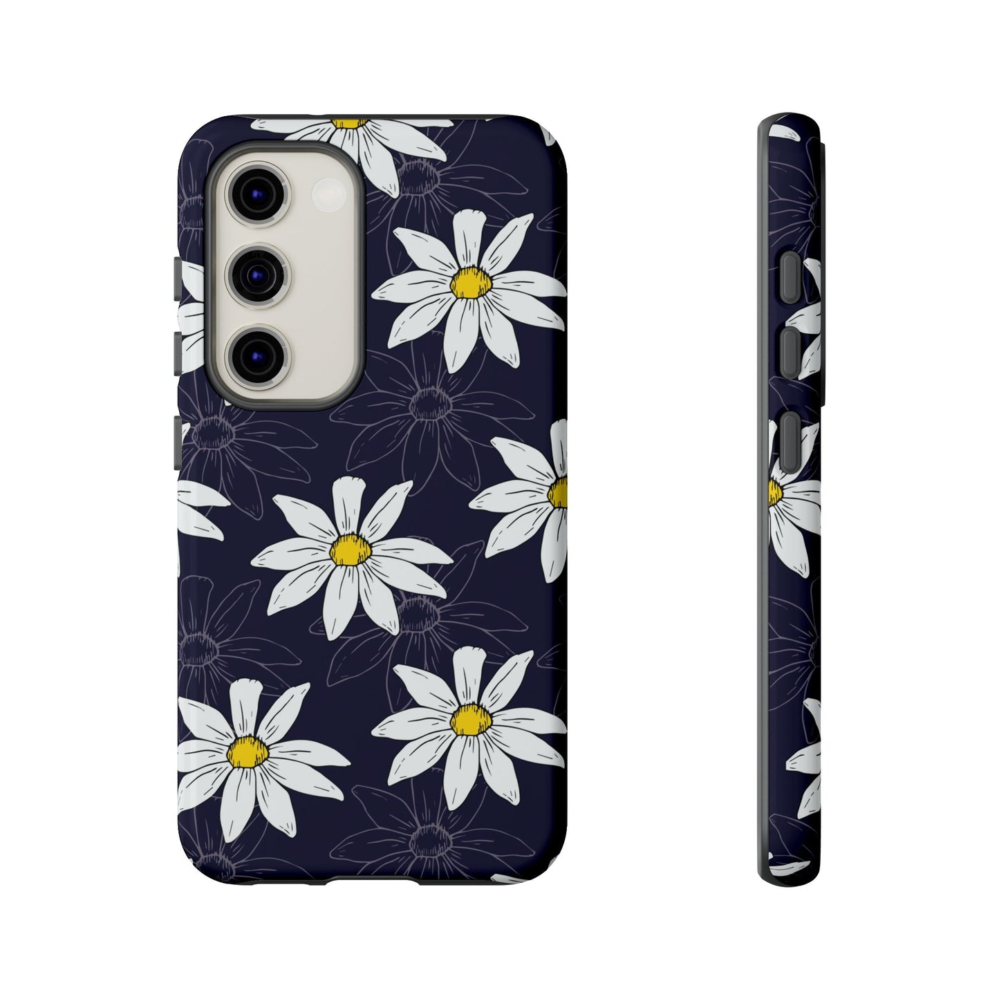 Daisies on Dark Blue Accent Phone Case