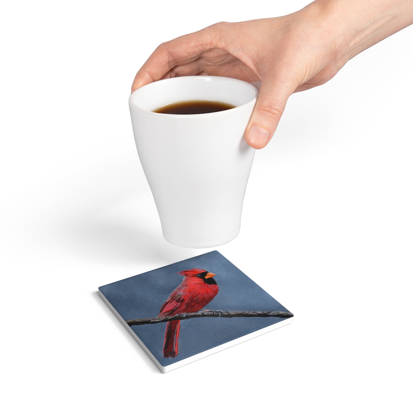 Cardinal Ceramic Coaster – Red Bird Nature Drink Coaster