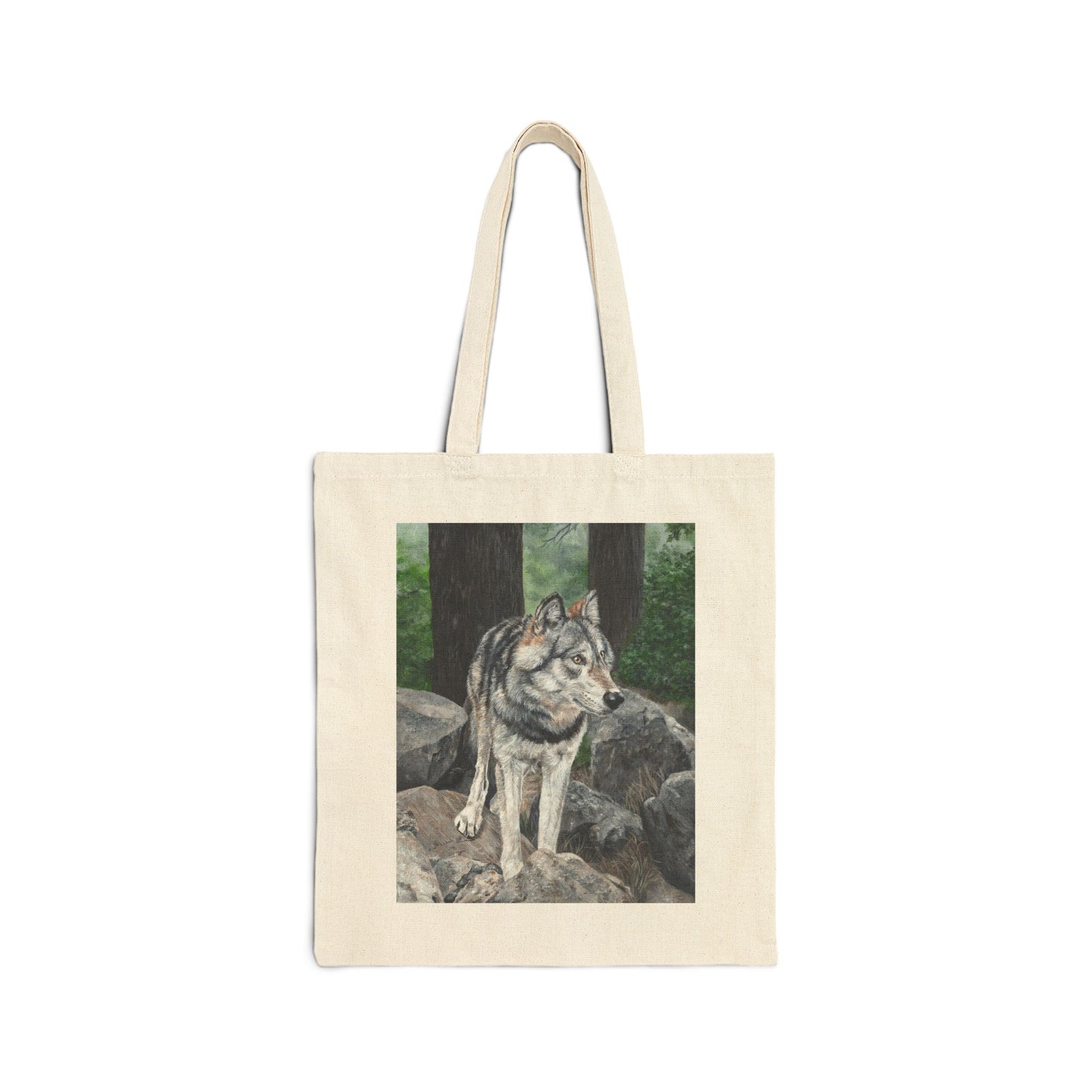 Wolf Illustration Cotton Tote Bag – Forest Wolf Art Tote for Nature Lovers
