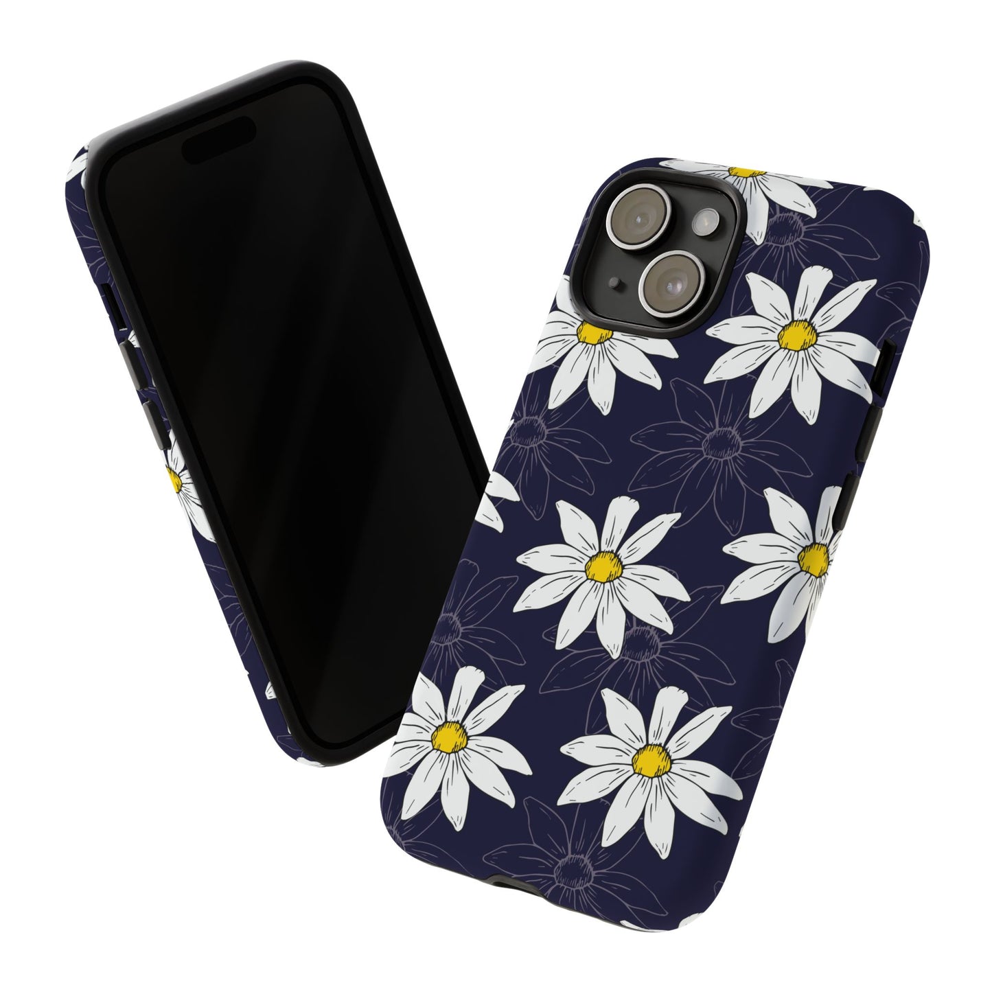 Daisies on Dark Blue Accent Phone Case