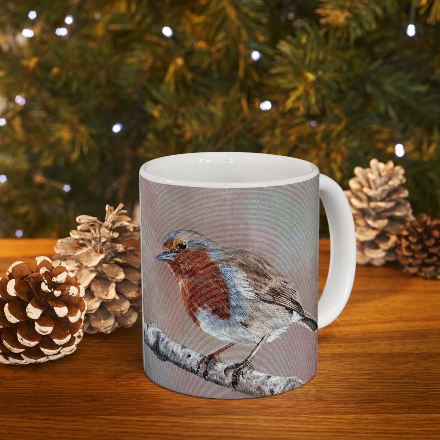 Robin Bird Ceramic Mug — Hand-Painted Style Songbird Coffee Cup (11oz & 15oz)