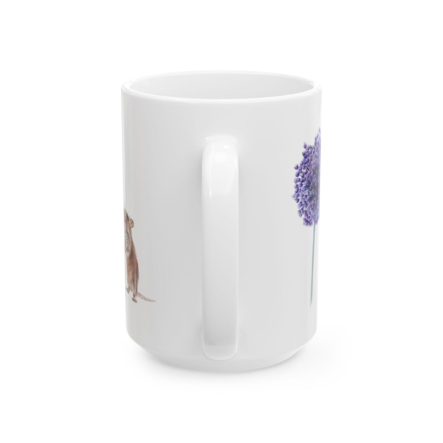 Yorktown Onion (Allium) and Mouse Ceramic Mug — Cute Floral Coffee Cup (11oz, 15oz)
