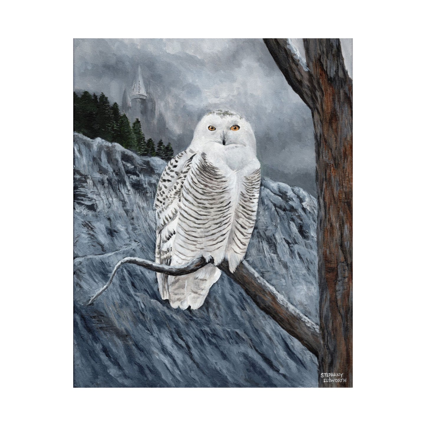 Snowy Owl Art Poster — Matte Vertical Wildlife Print