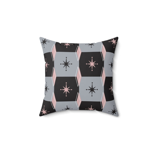 Mid-Century Star Pattern Throw Pillow — Geometric Retro Decorative Cushion