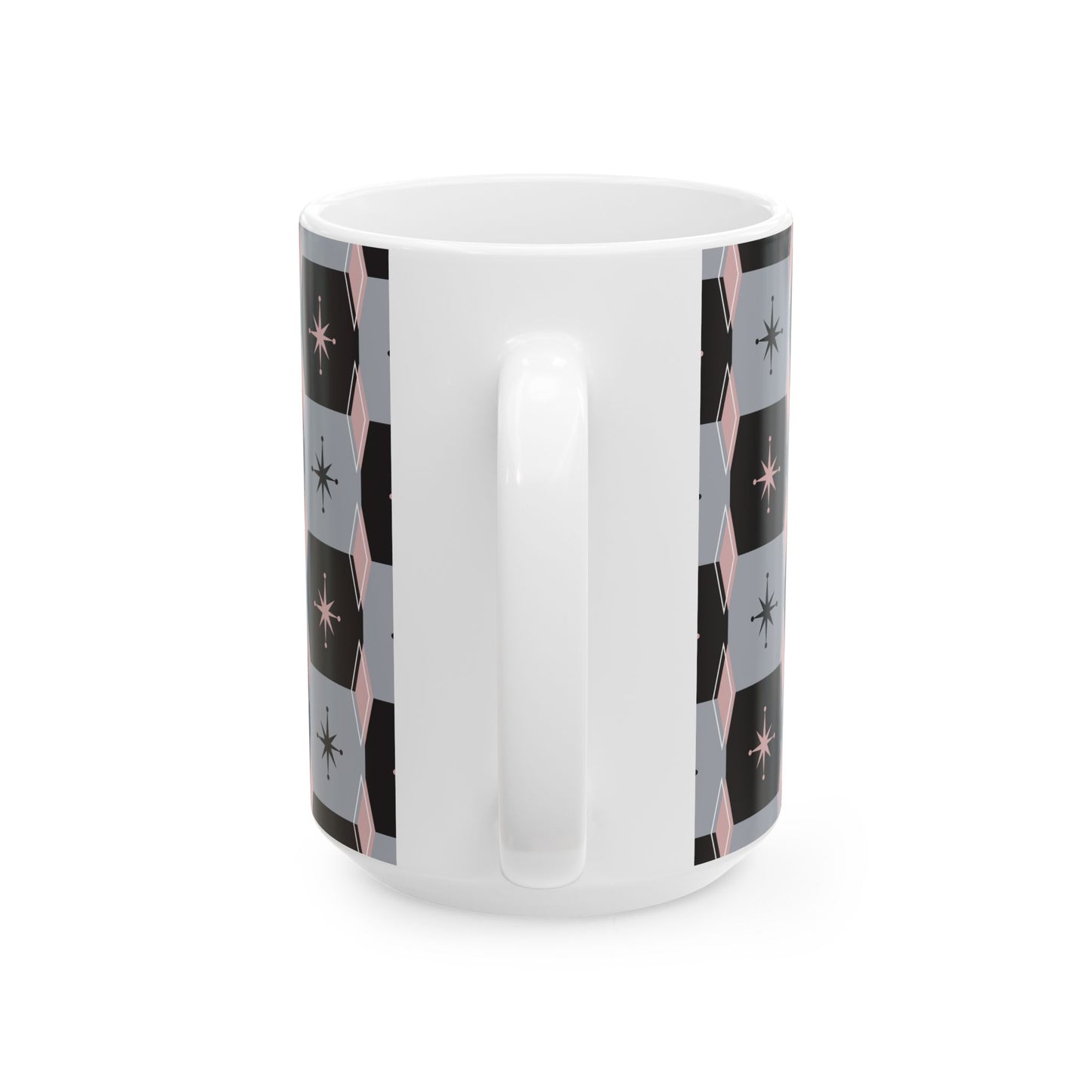 Mid-Century Starburst Ceramic Mug — Retro Geometric 11oz & 15oz