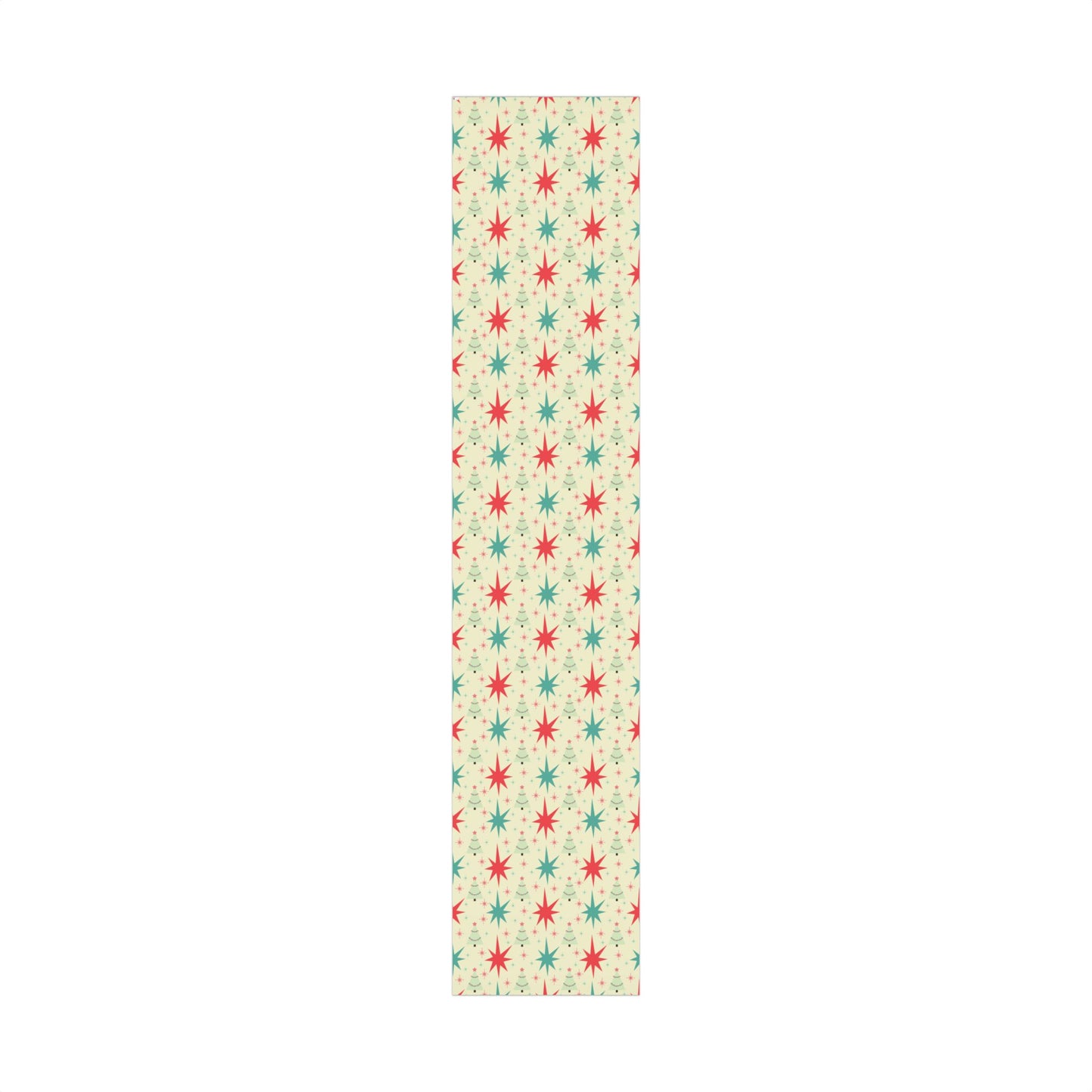 Retro Mid-Century Christmas Gift Wrap Paper – Starburst & Tree Pattern