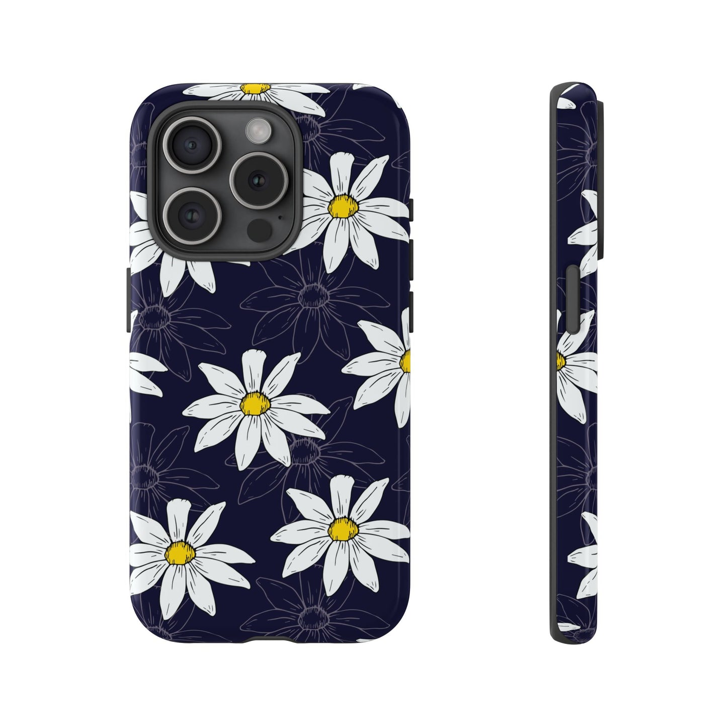 Daisies on Dark Blue Accent Phone Case