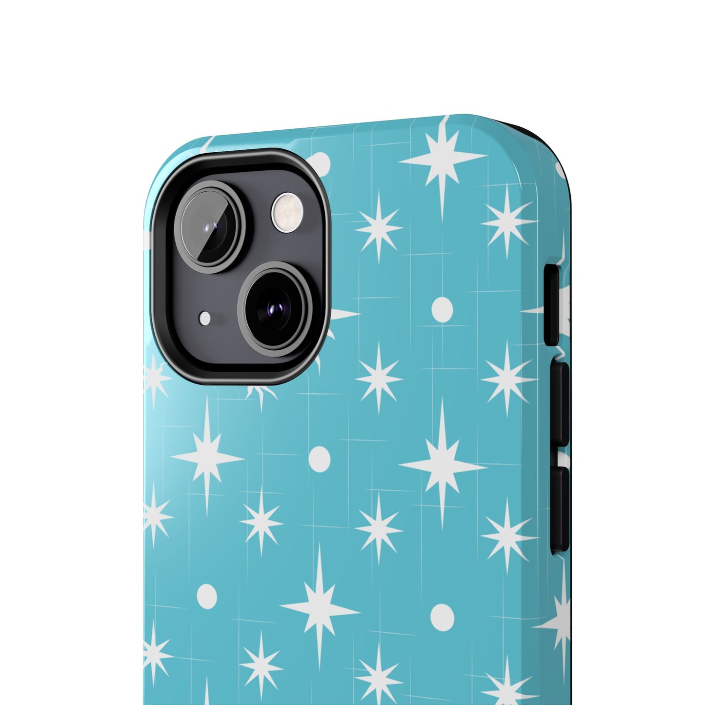 1950s Retro Star Pattern on Blue Tough iPhone Cases