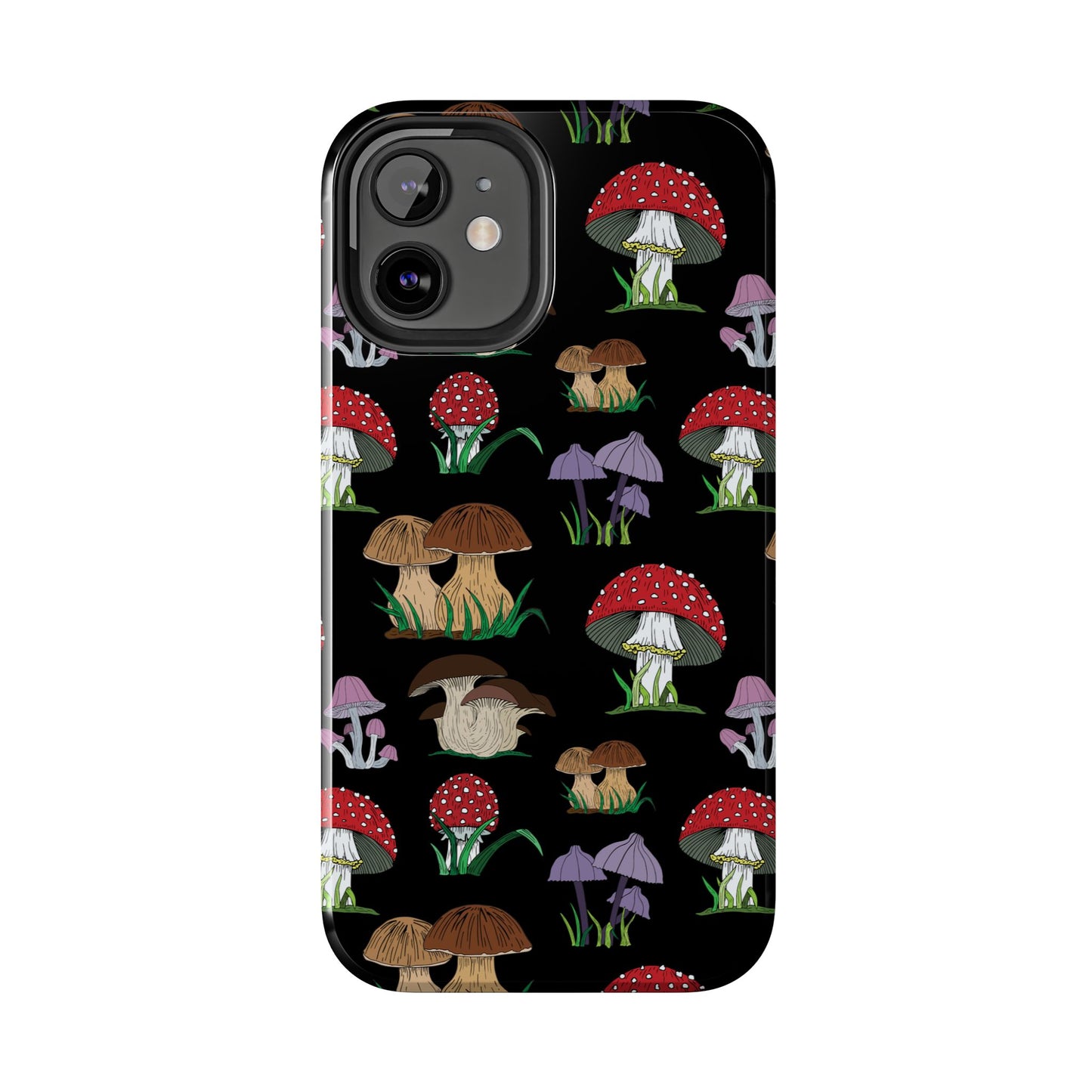 Mushroom Pattern on Black Tough iPhone Cases