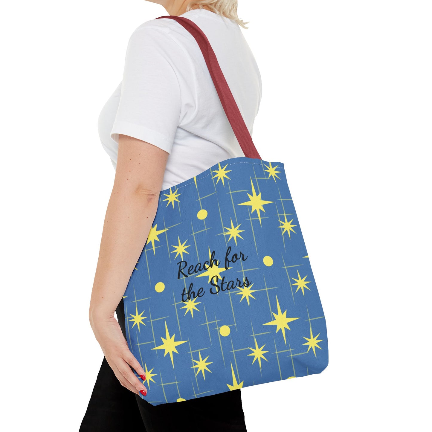 Reach for the Stars Tote Bag — Inspirational Star Pattern All-Over Print