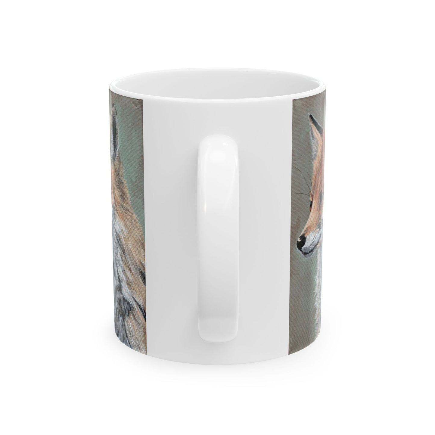 Fox Portrait Ceramic Mug — Rustic Wildlife Coffee Cup (11oz & 15oz)