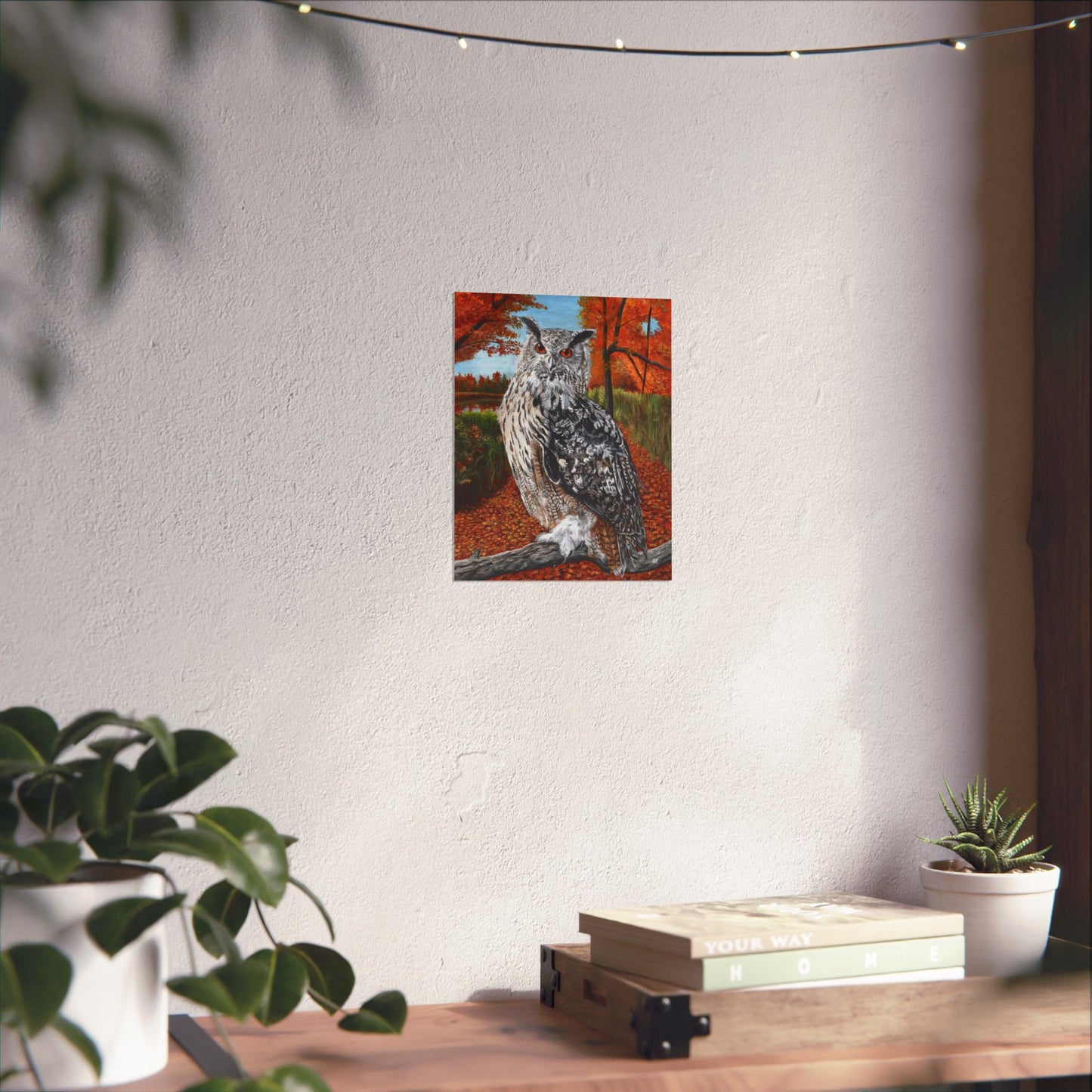 Owl in Autumn Matte Poster — Wildlife Wall Art Print