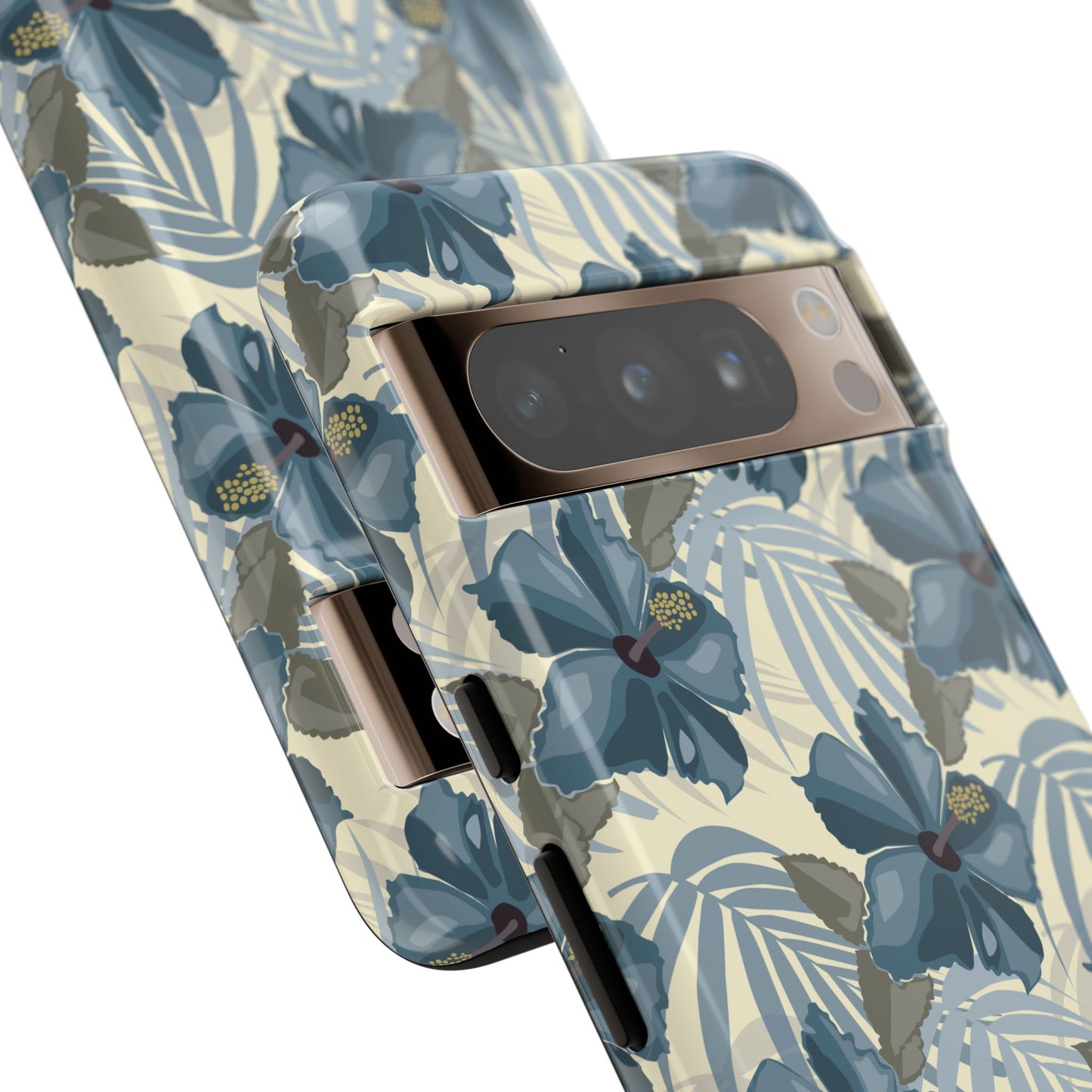 Blue Hibiscus in Earth Tones Tough Phone Cases