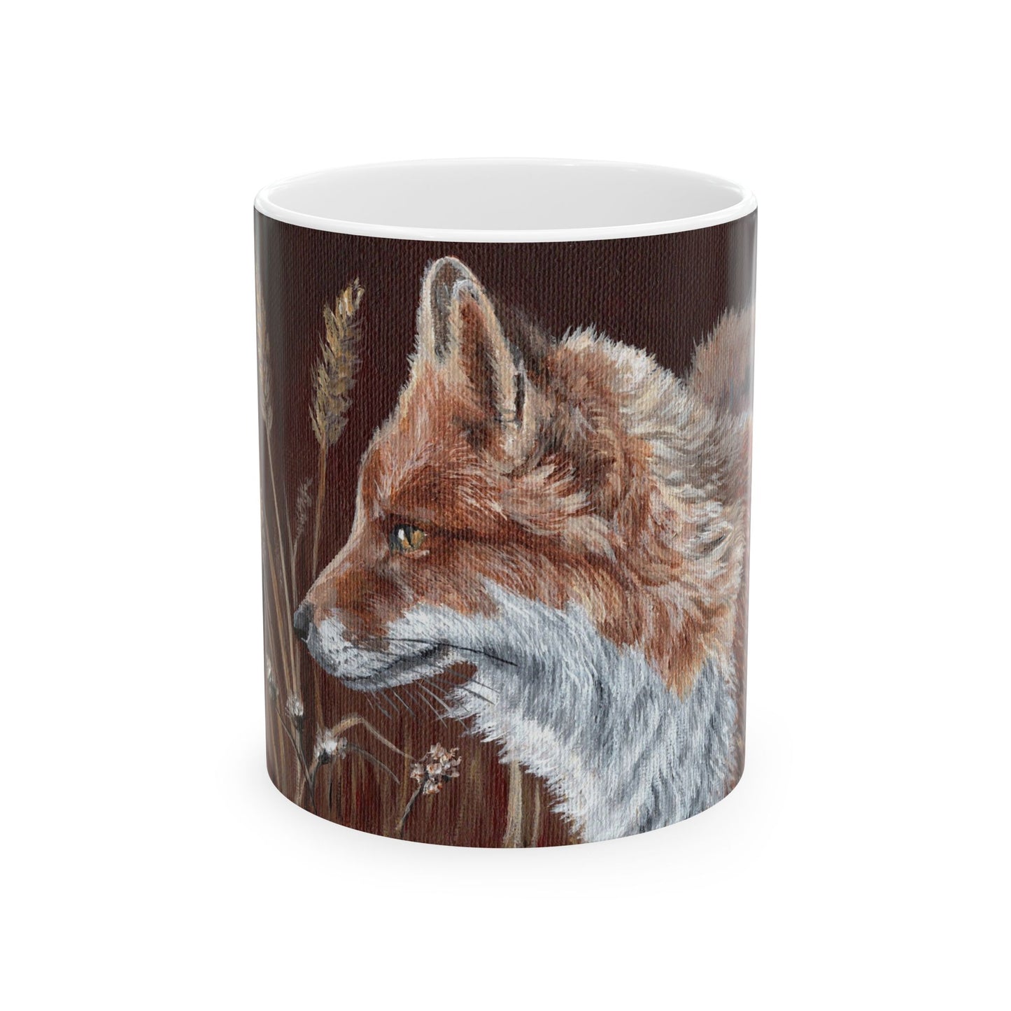 Fox Portrait Ceramic Mug — Rustic Woodland Coffee Cup (11oz & 15oz)