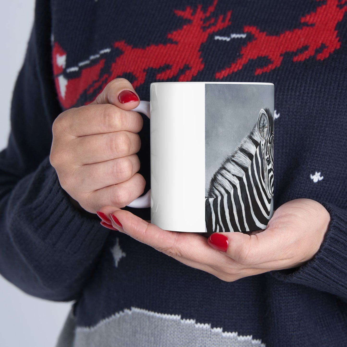 Zebra Pair Ceramic Mug — Black & White Animal Art Coffee Cup (11oz, 15oz)