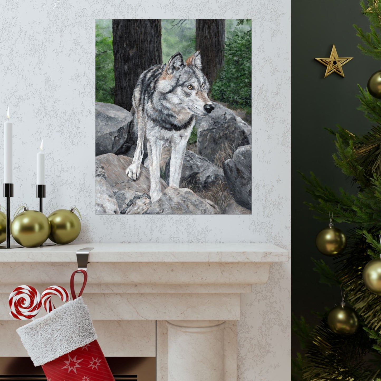 Wolf Portrait Matte Vertical Poster — Realistic Wildlife Wall Art