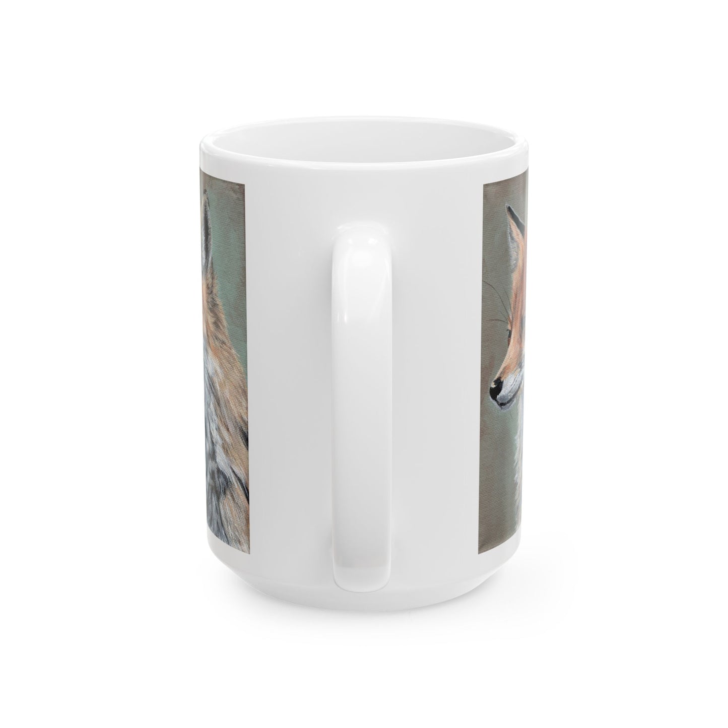 Fox Portrait Ceramic Mug — Rustic Wildlife Coffee Cup (11oz & 15oz)