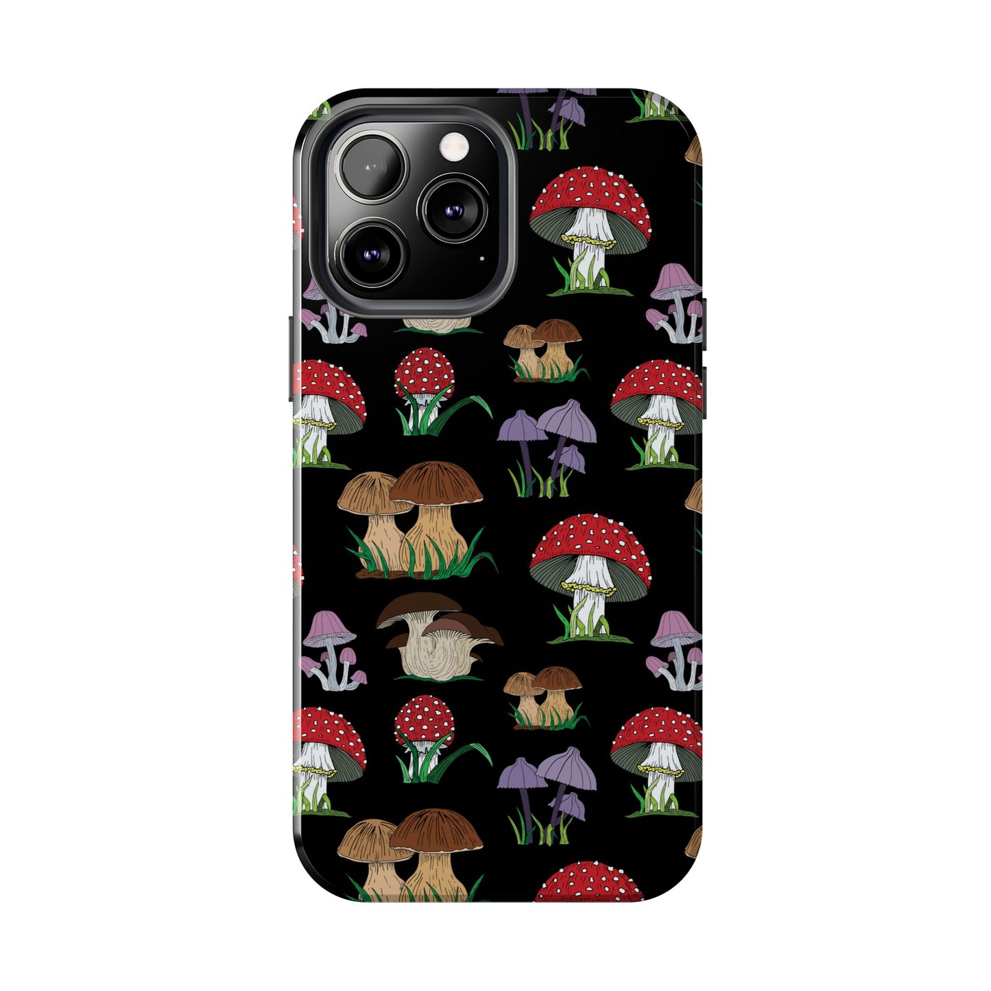 Mushroom Pattern on Black Tough iPhone Cases