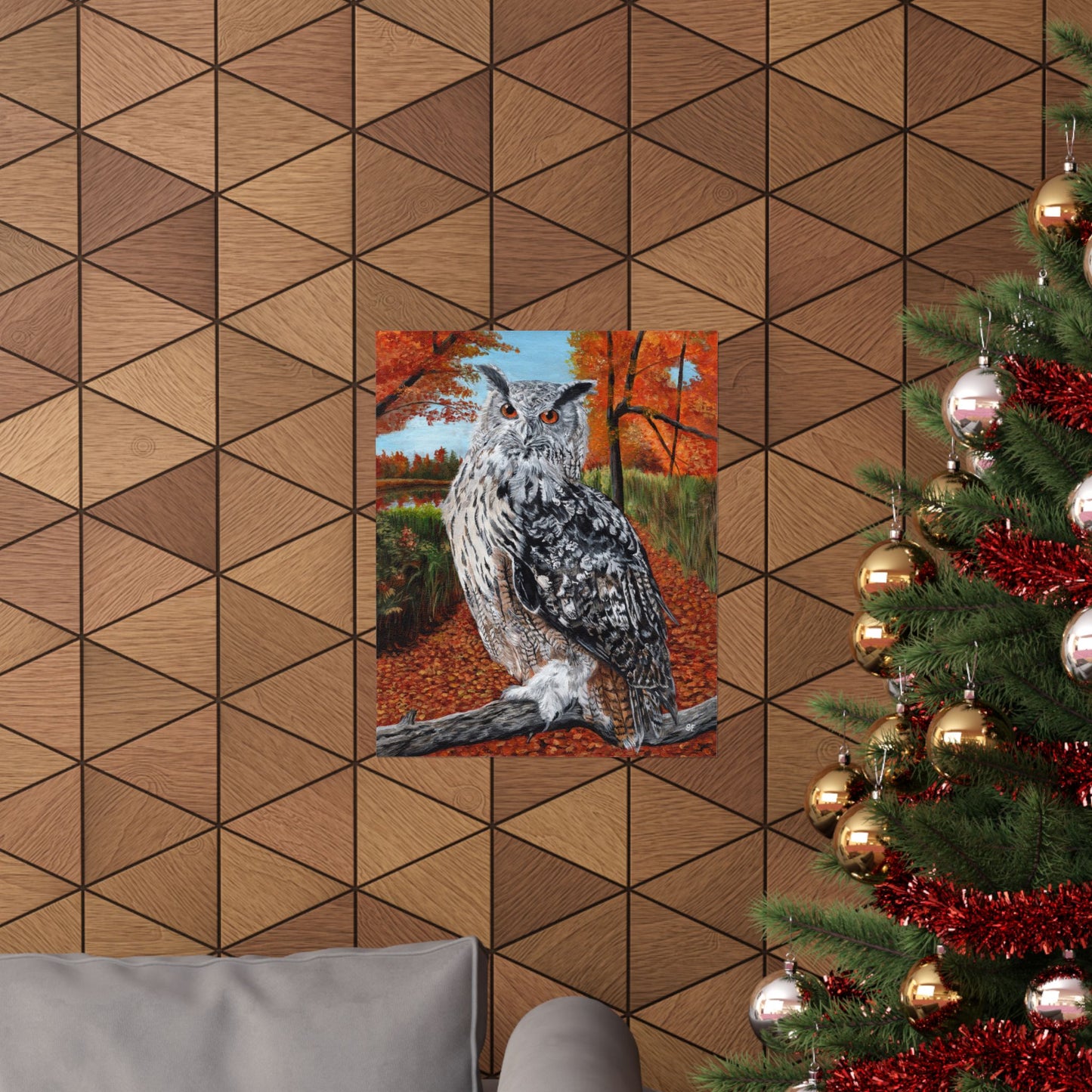 Owl in Autumn Matte Poster — Wildlife Wall Art Print