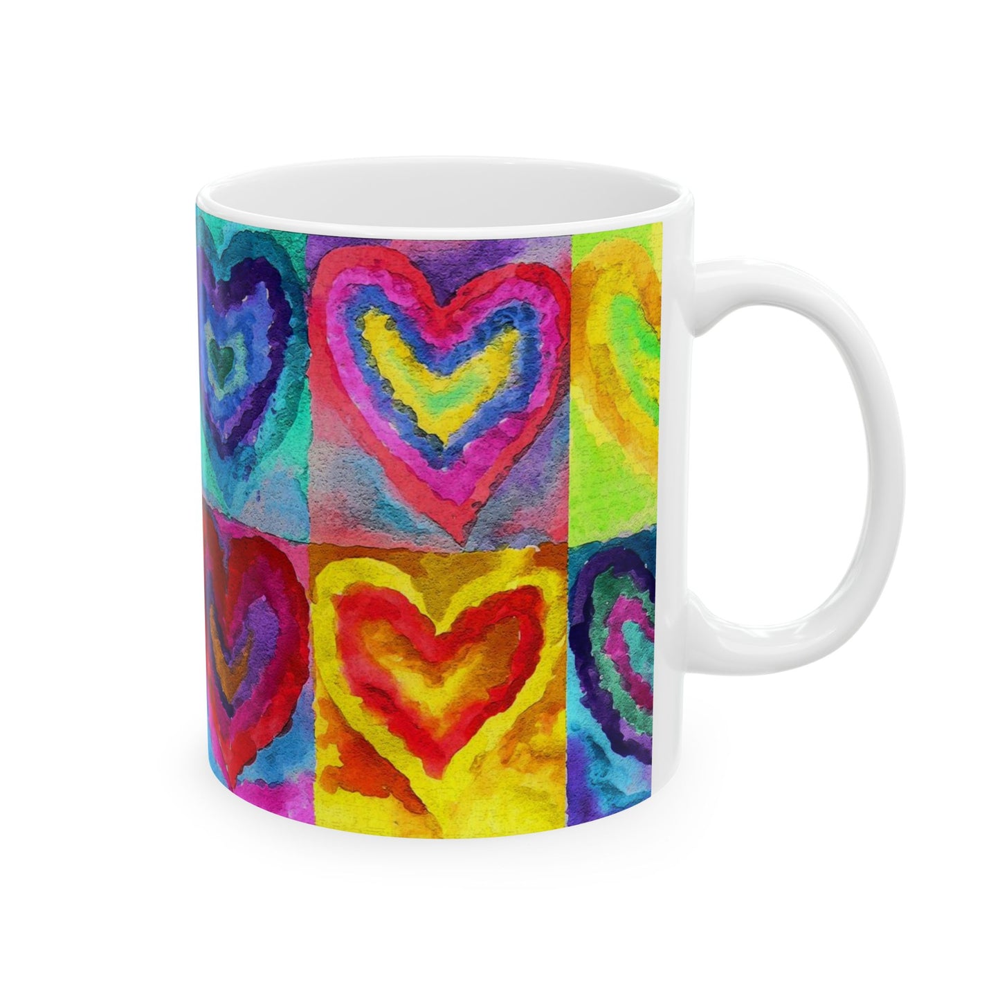 Colorful Hearts Ceramic Mug 11oz