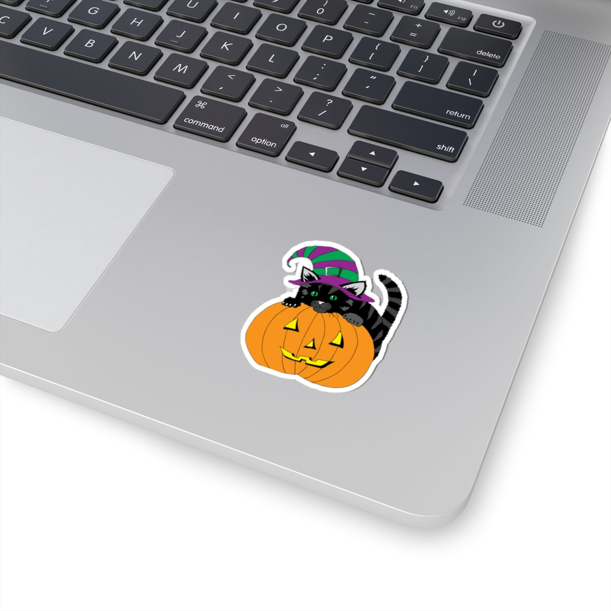 Kitten on Jack O' Lantern Kiss-Cut Stickers