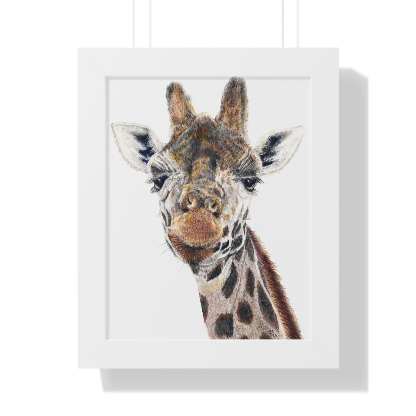 Colored Pencil Giraffe Framed Vertical Poster