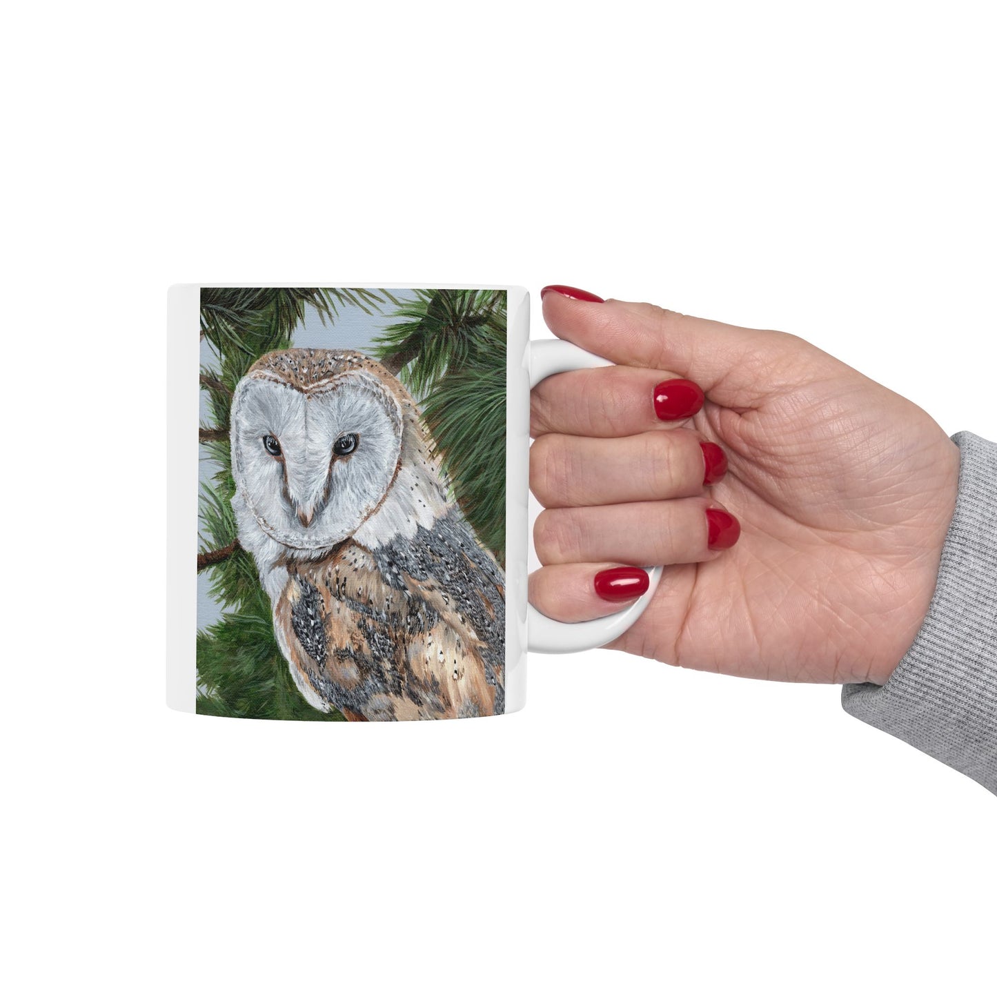 Barn Owl Ceramic Mug — Detailed Wildlife Art Coffee Cup (11oz & 15oz)