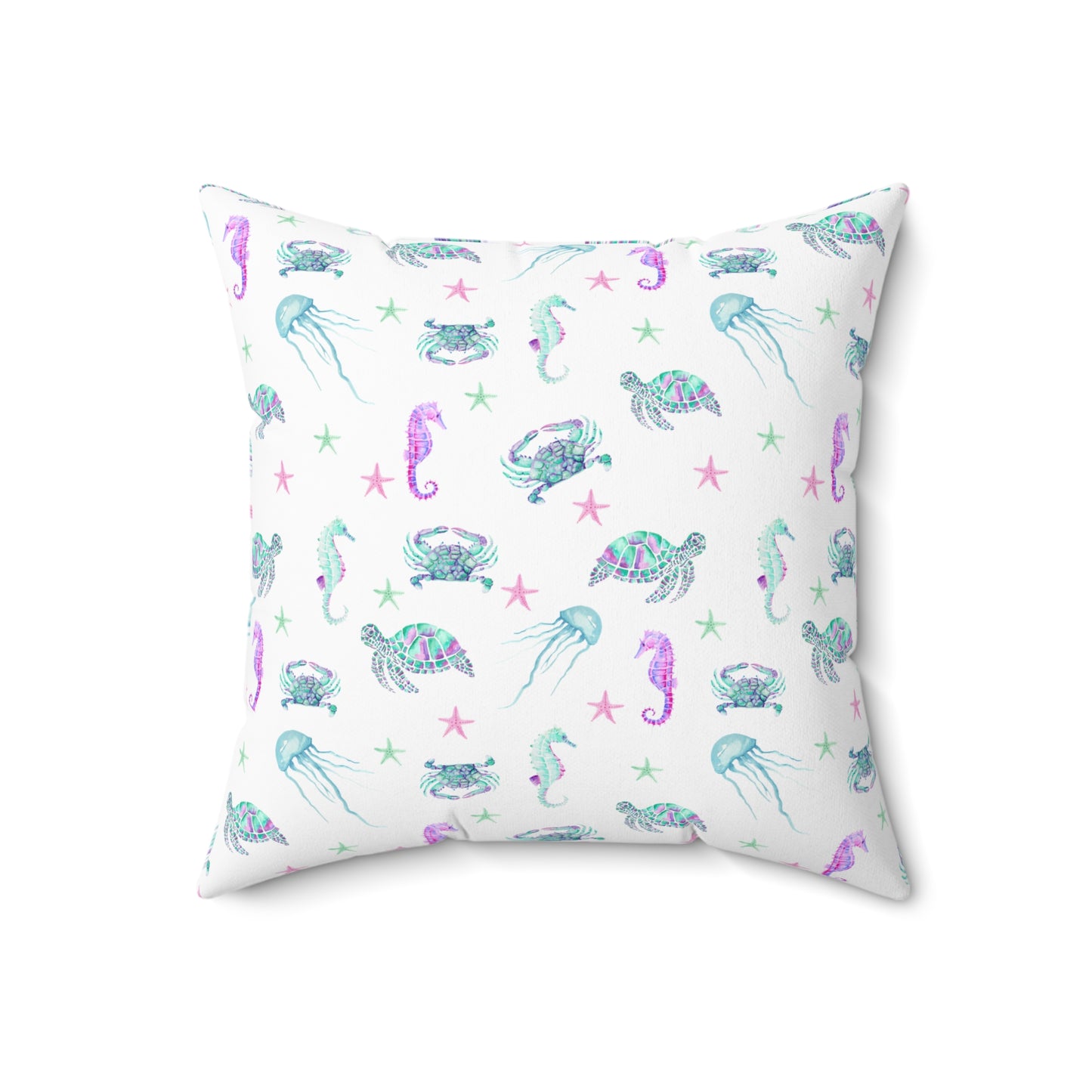 Square Pillow Ocean Life in Soft Pastel Colors